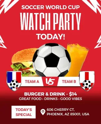 Soccer World Cup Watch Party Poster Template