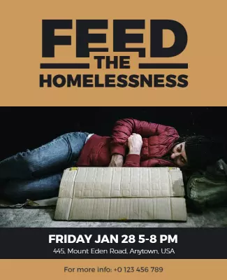 Social Awareness Orange Charity Event for Homelessness Poster Template
