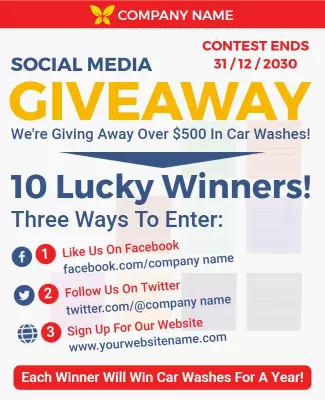 Social Media Giveaway Car Wash Event Flyer Template