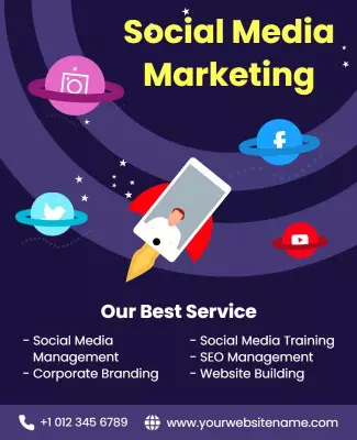 Colorful Space Design for Social Media Marketing Flyer Template