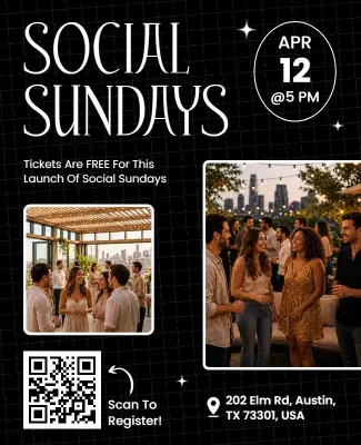 Social Sundays Community Event Gathering Poster Template