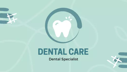 Soft Aqua Modern Dental Care Specialist Business Card Template