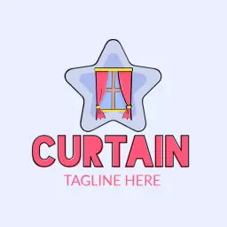 Soft Blue and Pink Curtain Business Logo Design Idea Logo Template
