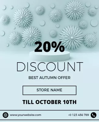 Soft Blue Autumn Discount Promotional Offer Poster Template