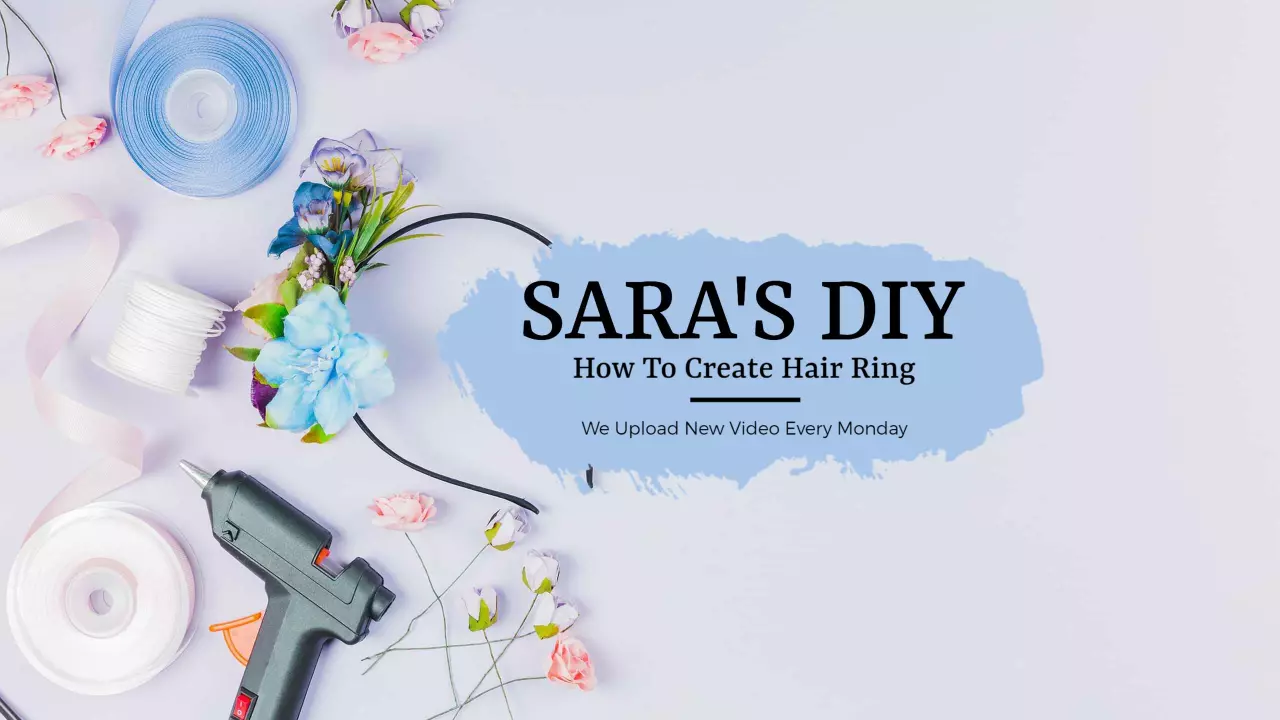 Soft Blue Floral DIY Hair Ring Tutorial YouTube Banner Template