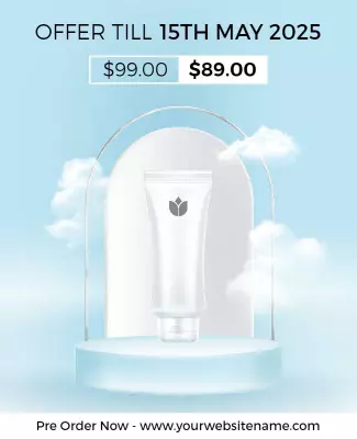 Soft Blue Sky Cosmetic Product Discount Offer Poster Template