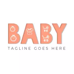 Soft Coral and White Baby Products for Newborns Logo Template