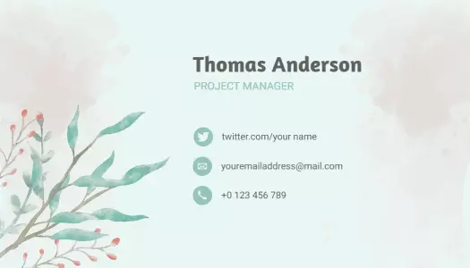 Soft Edges Watercolor Floral Project Manager Business Card Template