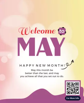 Soft Gradient Welcome May New Month Celebration Poster Template