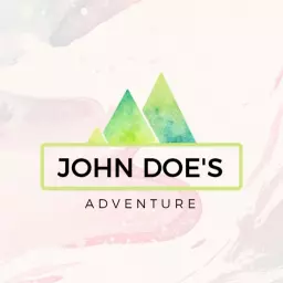 Soft Green and Pink Watercolor Mountains for Adventure Logo Template