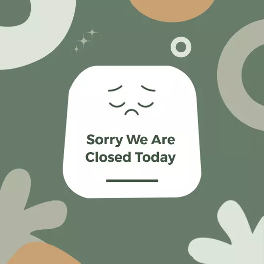 Soft Green Minimalist Closed Sign with Sad Face Ad Template