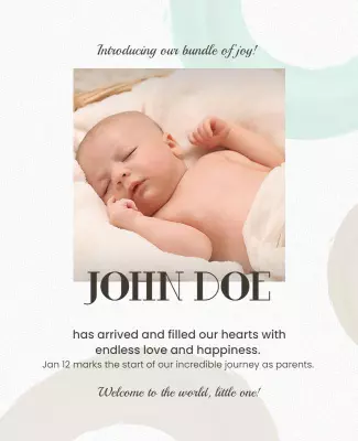 Soft Pastel Baby Announcement with Adorable Newborn Poster Template