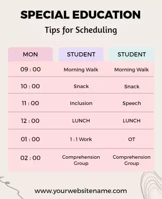 Soft Pastel Themed Special Education Schedule Poster Template