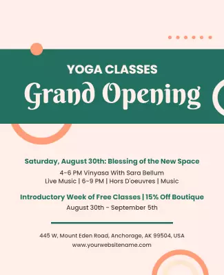 Soft Pastel Themed Yoga Class Grand Opening Poster Template