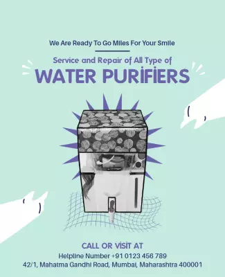 Soft Pastel Water Purifier Service and Repair Poster Template