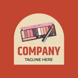 Soft Peach and Cream Watercolor Makeup Palette Logo Template