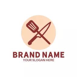 Soft Peach Background with Essential Kitchenware Tools Logo Template