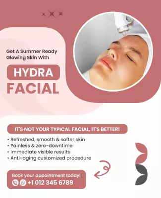 Soft Pink Aesthetic Hydrafacial Promotional Service Poster Template