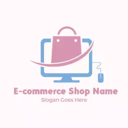 Soft Pink and Blue Design Representing E-commerce Shopping Logo Template