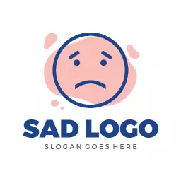 Soft Pink and Blue Line Art Emphasizing Sadness Logo Template