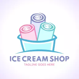Soft Pink and Blue Rolls in Ice Cream Shop Logo Template