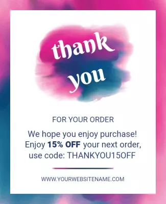 Soft Pink and Blue Watercolor Thank You Order Poster Template