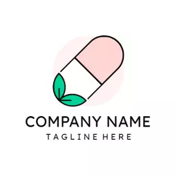 Soft Pink and Green Nutritional Capsule for Vitamins Logo Template