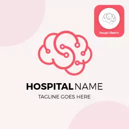 Soft Pink Brain Design Symbolizing Hospital Care Logo Template
