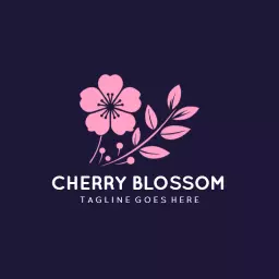 Soft Pink Cherry Blossom Floral Design for Branding Logo Template