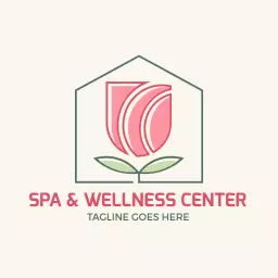 Soft Pink Flower Design Representing Relaxing Spa Logo Template
