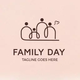Soft Pink Illustration of Togetherness Celebrating Family Logo Template