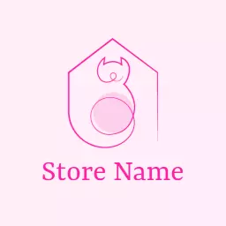 Soft Pink Minimalist Cat Design in Line Art Logo Template