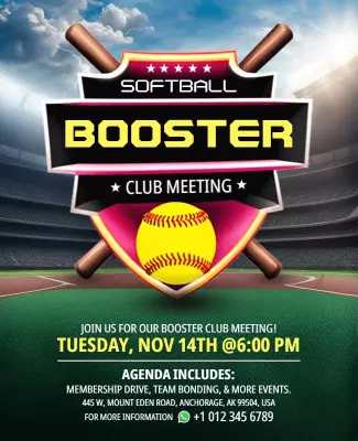 Softball Booster Club Meeting Flyer Template