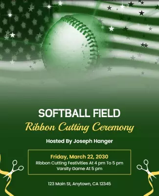 Softball Field Ribbon Cutting Ceremony Flyer Template
