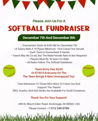 Softball Fundraiser Event Invitation Flyer Template