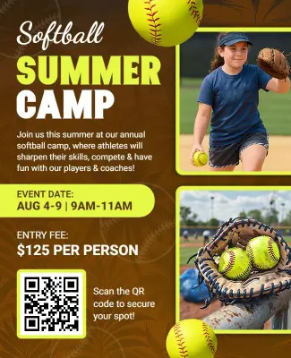 Softball Summer Camp Flyer Template