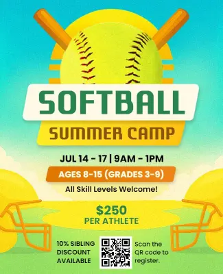 Softball Summer Camp Kids Sports Event Flyer Template