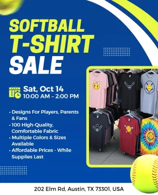 Softball T-Shirt Sale Event Flyer Template