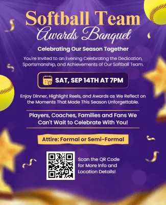 Softball Team Formal Awards Banquet Celebration Flyer Template