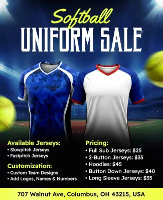 Softball Uniform Sale Promotion Flyer Template