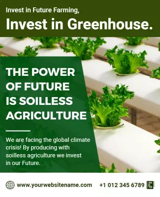 Soilless Agriculture Greenhouse Investment Awareness Poster Template