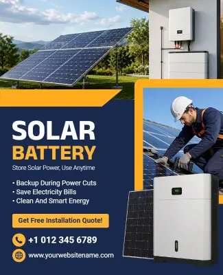 Solar Battery Advertisement Poster Template