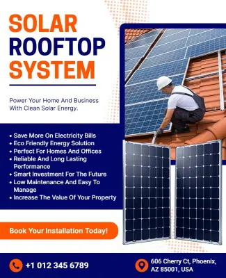 Solar Rooftop System Poster Template