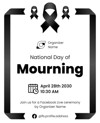 Solemn Black Ribbon National Day of Mourning Poster Template
