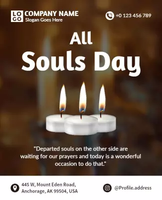 Solemn Candlelight All Souls Day Remembrance Poster Template
