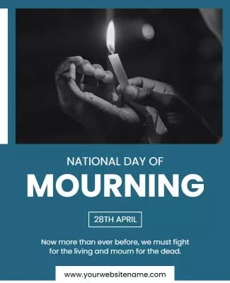 Somber Black and White National Day of Mourning Poster Template
