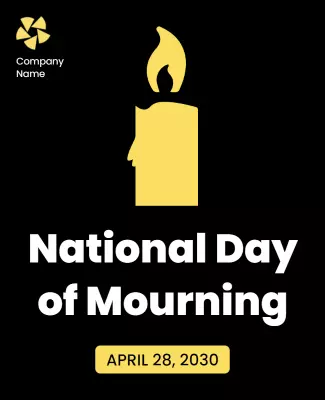 Somber Black Candlelight Vigil National Day of Mourning Poster Template