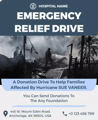 Somber Themed Emergency Relief Drive Donation Poster Template