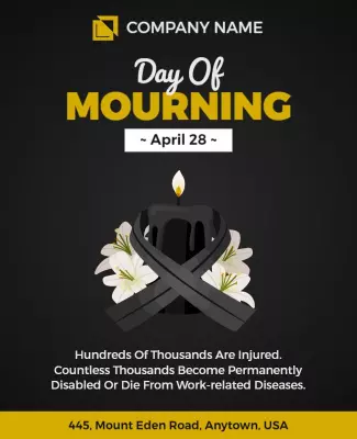 Sombre Black and Yellow Day of Mourning Awareness Poster Template
