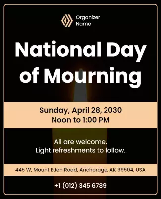 Sombre Black Candlelight Vigil Invitation Poster Template